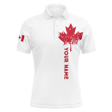 Load image into Gallery viewer, Mens golf polo shirts custom Canadian flag white golf shirts, custom polo jerseys for mens NQS7115