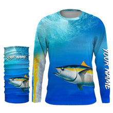 Load image into Gallery viewer, Tuna fishing scales blue ocean sea wave camo Custom Name sun protection UPF 30+ fishing jersey NQS3414