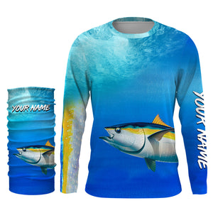 Tuna fishing scales blue ocean sea wave camo Custom Name sun protection UPF 30+ fishing jersey NQS3414