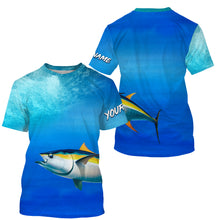 Load image into Gallery viewer, Tuna fishing scales blue ocean sea wave camo Custom Name sun protection UPF 30+ fishing jersey NQS3414