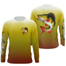 Load image into Gallery viewer, Yellow Perch fishing Custom sun protection long sleeve fishing jersey, Perch fishing tournament shirts NQS4045