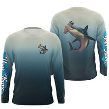 Load image into Gallery viewer, Hammerhead Shark fishing Custom sun protection long sleeve fishing jersey, Shark fishing shirts NQS4049