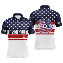 Load image into Gallery viewer, American flag patriot custom name Mens disc golf polo shirt, personalized gifts for disc golf lovers NQS4490