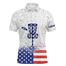 Load image into Gallery viewer, American flag disc golf Men polo shirts custom name patriotic golf polo shirts for men, golfing gifts NQS4643