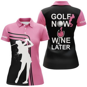 Funny golf shirts for women custom name womens golf polo shirt golf now wine later women golf top NQS4693