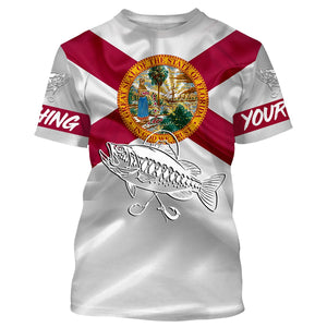 Bass fishing Florida State Flag 3D All Over print shirts saltwater personalized fishing apparel for Adult and kid NQS433