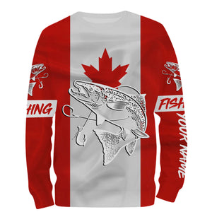 Chinook Salmon King Salmon Fishing Canadian Flag Customize name shirts NQS452