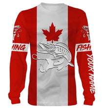 Load image into Gallery viewer, Musky Fishing 3D Canadian Flag Customize name All over print shirts NQS473