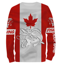 Load image into Gallery viewer, Musky Fishing 3D Canadian Flag Customize name All over print shirts NQS473