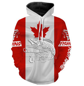 Northern Pike Fishing 3D Canadian Flag Customize name All over print shirts NQS471