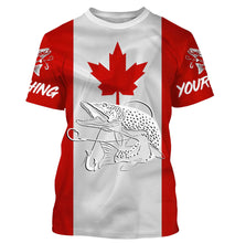 Load image into Gallery viewer, Northern Pike Fishing 3D Canadian Flag Customize name All over print shirts NQS471