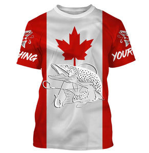 Northern Pike Fishing 3D Canadian Flag Customize name All over print shirts NQS471