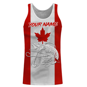 Northern Pike Fishing 3D Canadian Flag Customize name All over print shirts NQS471