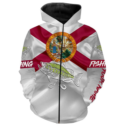 Bass Fishing Florida FL Flag Patriotic Customize Fishing Shirts  For Men, Women, Kid NQS480