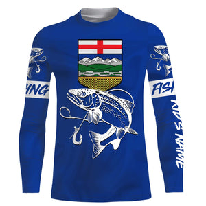 Rainbow Trout Fishing Alberta Flag Customize name 3D All over print shirts NQS509