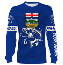 Load image into Gallery viewer, Rainbow Trout Fishing Alberta Flag Customize name 3D All over print shirts NQS509