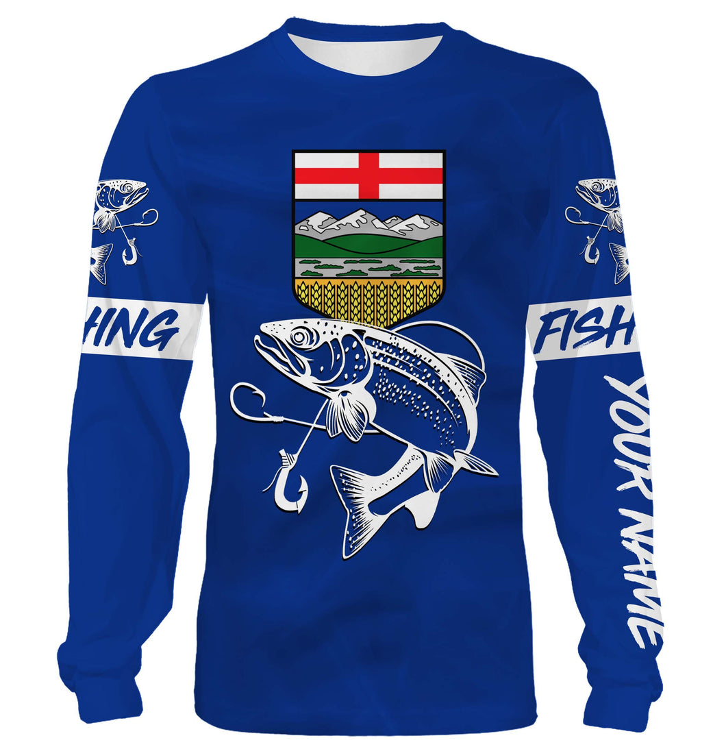 Rainbow Trout Fishing Alberta Flag Customize name 3D All over print shirts NQS509