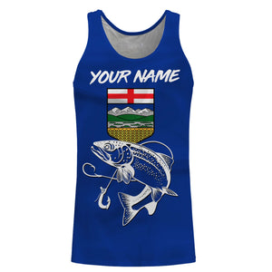 Rainbow Trout Fishing Alberta Flag Customize name 3D All over print shirts NQS509