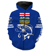 Load image into Gallery viewer, Rainbow Trout Fishing Alberta Flag Customize name 3D All over print shirts NQS509