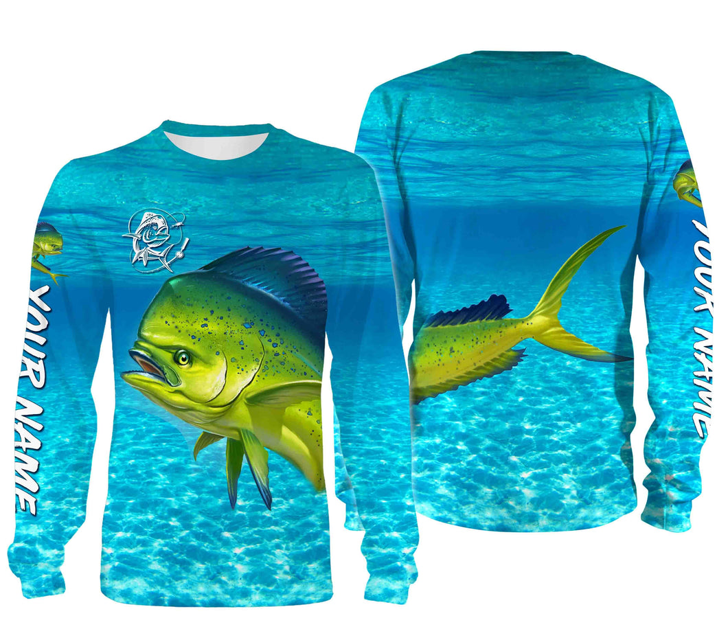 Mahi mahi (Dorado) Fishing Customize Name Fishing Water Camo All Over Printed Shirts Personalized Fishing Gift For Adult And Kid NQS382