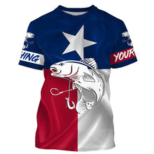 Load image into Gallery viewer, Redfish Puppy Drum Tattoo fishing Texas Flag 3D All Over print shirts saltwater personalized fishing apparel NQS399