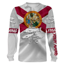 Load image into Gallery viewer, Inshore Slam Snook, Redfish, Trout fishing Florida State Flag personalized fishing apparel NQS402