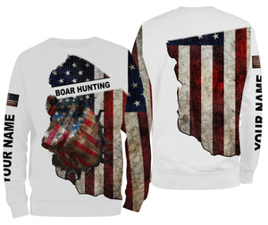 Wild hog hunting American flag patriotic legend boar hunter 3d shirts- personalized boar hunting shirts NQSD26