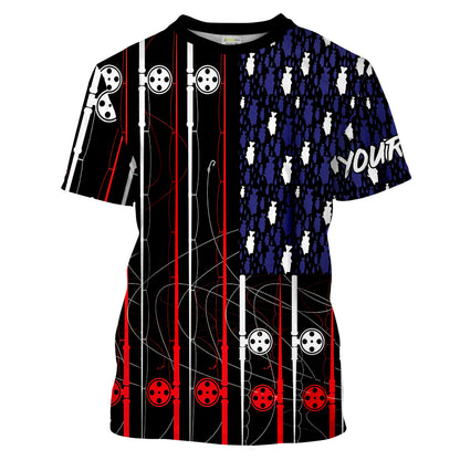 American flag patriotic fishing rod Long Sleeve fishing shirt personalized fishing gift NQS1770