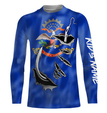 Load image into Gallery viewer, North Dakota Flag 3D Fish Hook UV Protection Custom Long Sleeve performance Fishing Shirts IPHW501