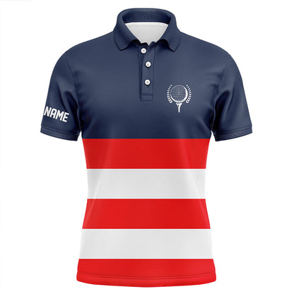 Red, white and blue stripe custom Mens golf polos shirts, patriot men's golf attire  NQS7135