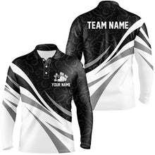 Load image into Gallery viewer, White and black camo bowling polo shirts for men Custom Team bowling jerseys for men, gift for bowlers NQS7242