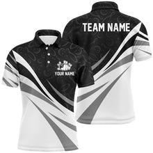 Load image into Gallery viewer, White and black camo bowling polo shirts for men Custom Team bowling jerseys for men, gift for bowlers NQS7242