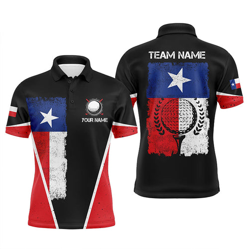 Black Mens golf polo shirts vintage Texas flag patriot custom golf shirts for men, gift for the golfer NQS6535