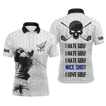 Load image into Gallery viewer, Funny Men golf polo shirts I hate golf nice shot I love golf custom skull white golf shirts for men NQS4704