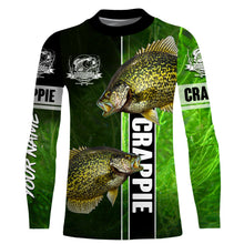 Load image into Gallery viewer, Crappie fishing green shirt Custom name UV Long Sleeve Fishing Shirts, fishing gifts for men, women, kid NQS1612