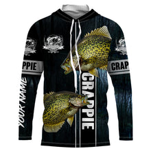 Load image into Gallery viewer, Crappie Fishing blue camo fish on custom long sleeve fishing shirts NQS2783