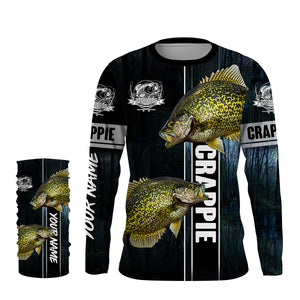 Crappie Fishing blue camo fish on custom long sleeve fishing shirts NQS2783