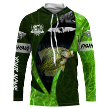 Load image into Gallery viewer, Crappie fishing green shirt Custom name UV Long Sleeve Fishing Shirts, fishing gifts for men, women NQS3721