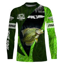 Load image into Gallery viewer, Crappie fishing green shirt Custom name UV Long Sleeve Fishing Shirts, fishing gifts for men, women NQS3721