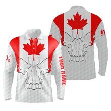 Load image into Gallery viewer, Mens golf polo shirts Canadian flag patriotic custom skull golf ball shirt for men, best men golf wear NQS5203