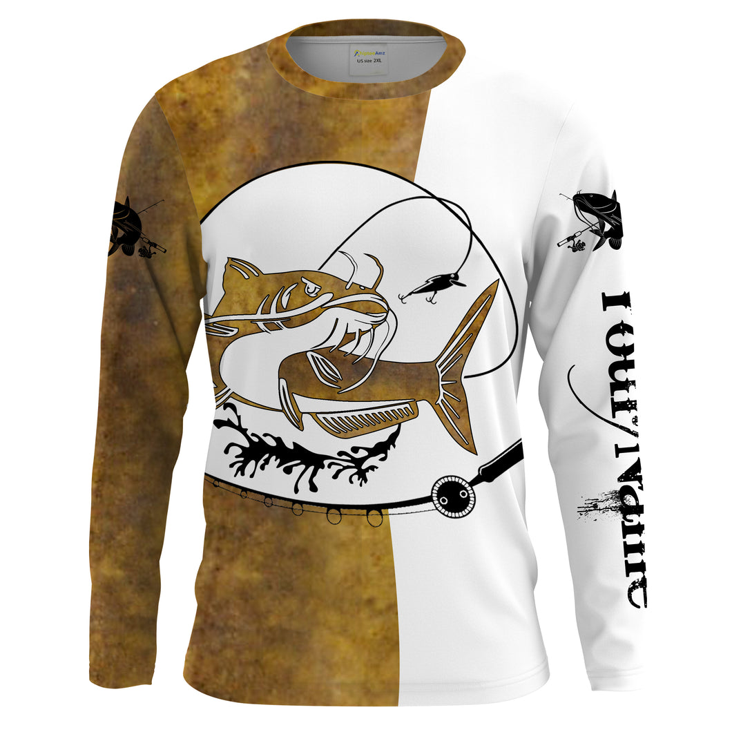 Flathead catfish Fishing scales Custom white Long sleeve performance Fishing Shirts, apparel for team catfish - NQS2080