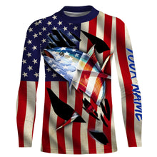 Load image into Gallery viewer, Tuna Fishing American Flag Custom Long Sleeve performance Fishing Shirts, Personalized Fishing gifts Fishing jerseys - NQS2806