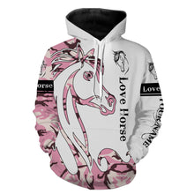 Load image into Gallery viewer, Love horse skull pink camo 3d shirts, personalized horse t shirt designs, camo hoodie, camo horse jacket, gift for horse lovers NQS2811