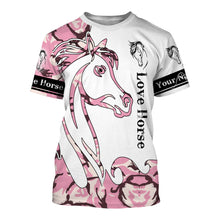 Load image into Gallery viewer, Love horse skull pink camo 3d shirts, personalized horse t shirt designs, camo hoodie, camo horse jacket, gift for horse lovers NQS2811