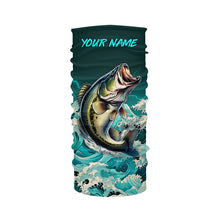 Load image into Gallery viewer, Largemouth Bass fishing Cyan Blue Ocean wave lightning thunder Custom performance Bass fishing jerseys NQS7277