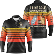 Load image into Gallery viewer, Men golf polo upf shirts custom I like golf and bourbon and maybe 3 people vintage golf outfit men NQS6573