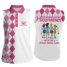 Load image into Gallery viewer, Womens sleeveless polo shirts multi-color argyle plaid we&#39;re more than golf friends we&#39;re small gang NQS4904