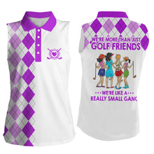 Load image into Gallery viewer, Womens sleeveless polo shirts multi-color argyle plaid we&#39;re more than golf friends we&#39;re small gang NQS4904