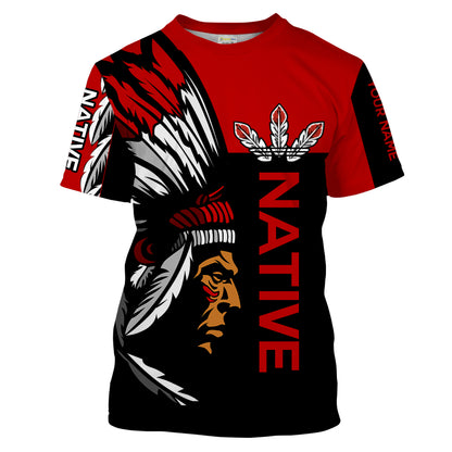 Customize Native American men red tattoo 3D All over print Shirt Indigenous Gifts Apparel NQS2099
