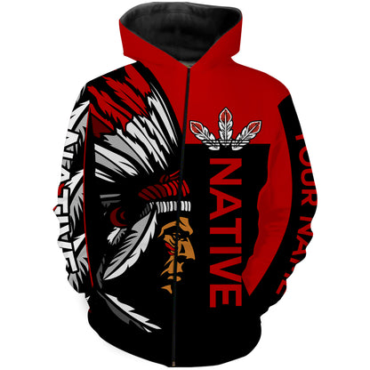 Customize Native American men red tattoo 3D All over print Shirt Indigenous Gifts Apparel NQS2099